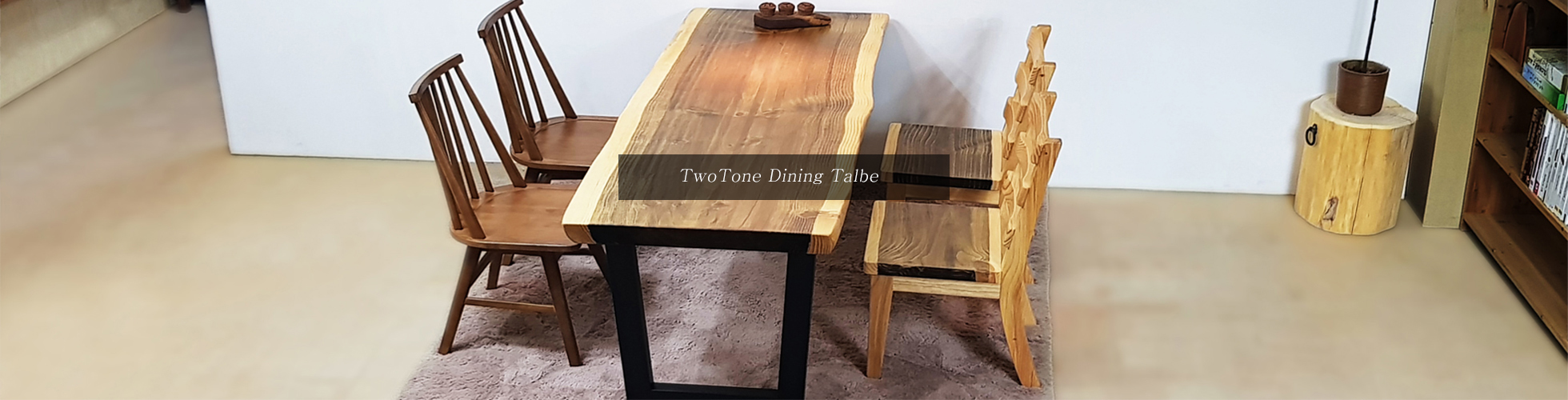 twotone woodslab + toto chair